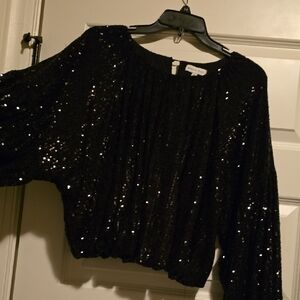 Gianni Bini Black Sequin Blouse